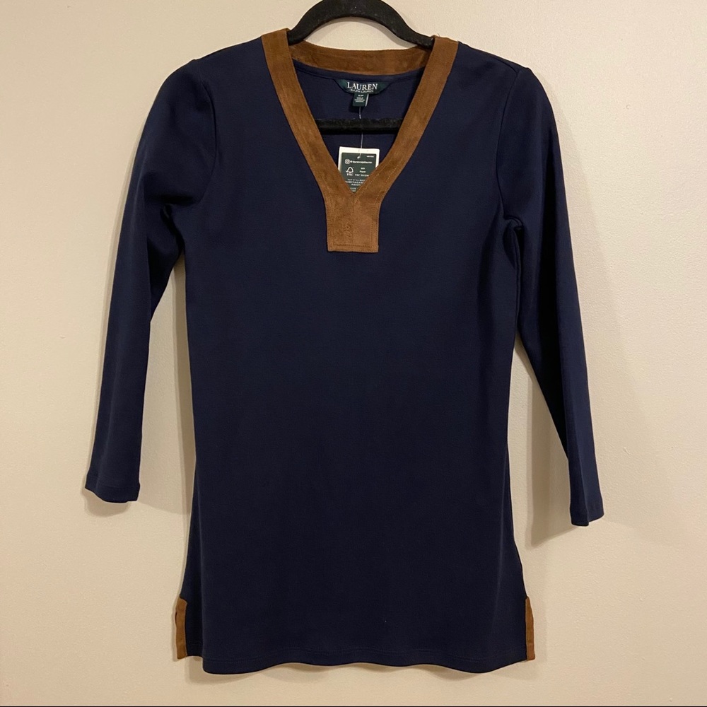 NWOT Lauren Ralph Lauren Tunic with suede trim